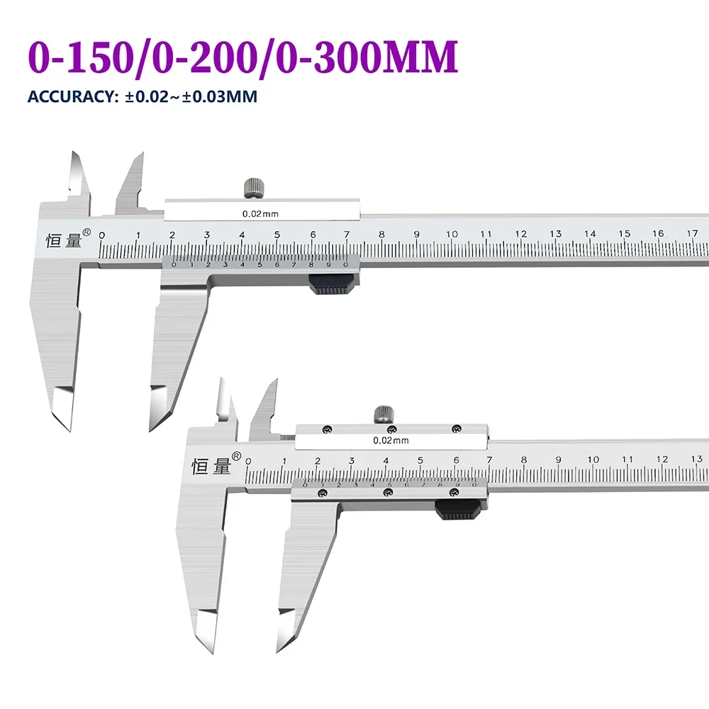 0-150mm 0-200mm 0-300mm Double Jaw Vernier Caliper 4CR13 Stainless Steel Inner Diameter Outer Diameter Depth Measurement Caliper