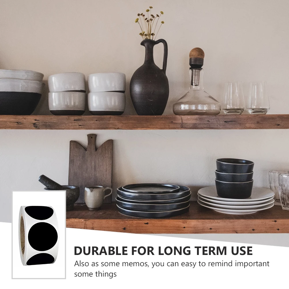 

3 Rolls Chalkboard Stickers Sticky Decoration Self-adhesive Circle Printable Practical Label Decals