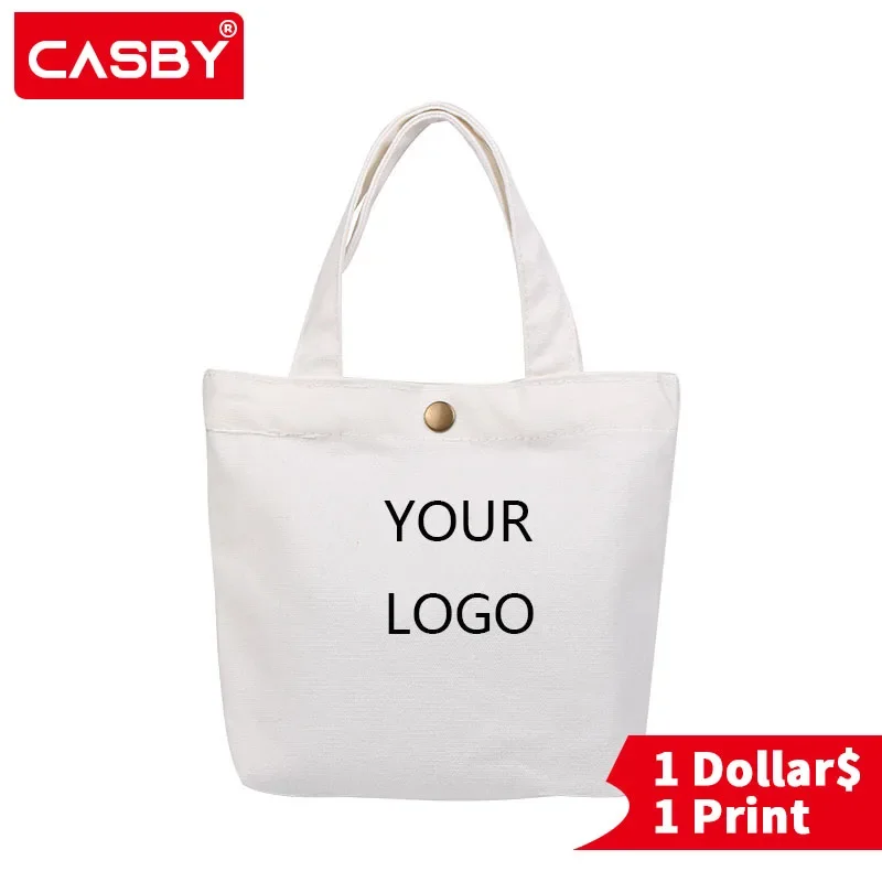 5pcs Custom Logo Small Fresh Portable Canvas Bag Simple Canvas Shoulder Bag Large Capacity Ins Fashion Canvas Tote Bag