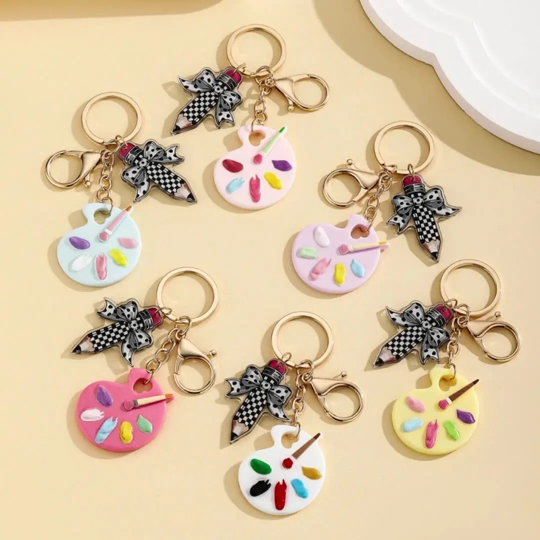 Cute Acrylic Oil Dripping Creative Trendy Fun Pencil Keychain with Metal Pendant-Girlfriend Gift