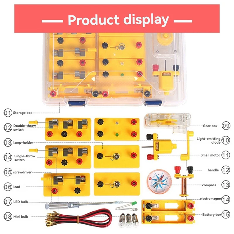 T04C-Electric Kids Toy Basic Circuit Electricity Learning Kit Physics Teaching Aids Education DIY Assembly Experiment