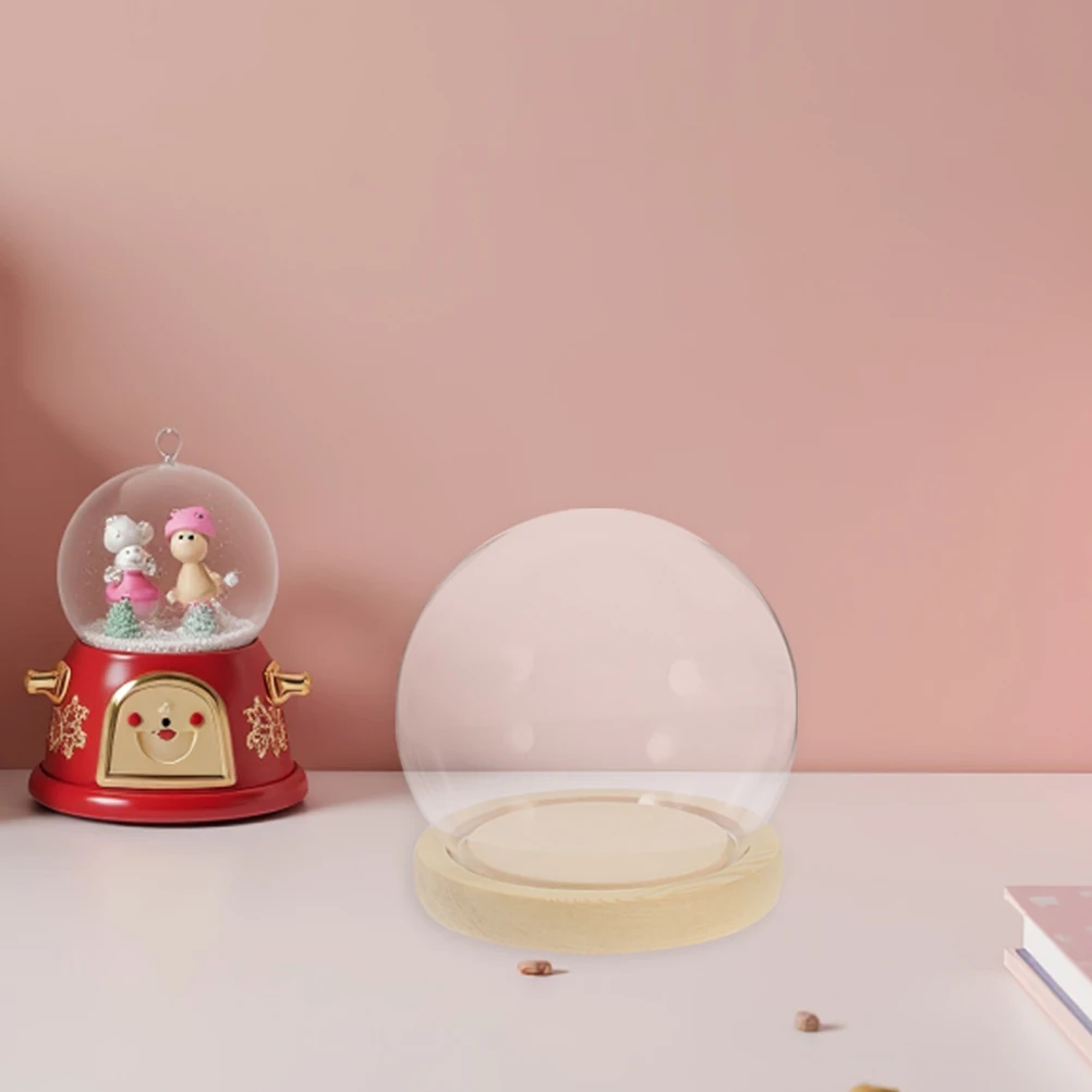 

Стеклянный купол-колба с деревянной подставкой для сохранения цветов, DIY снежный шар, террариум, сувенир