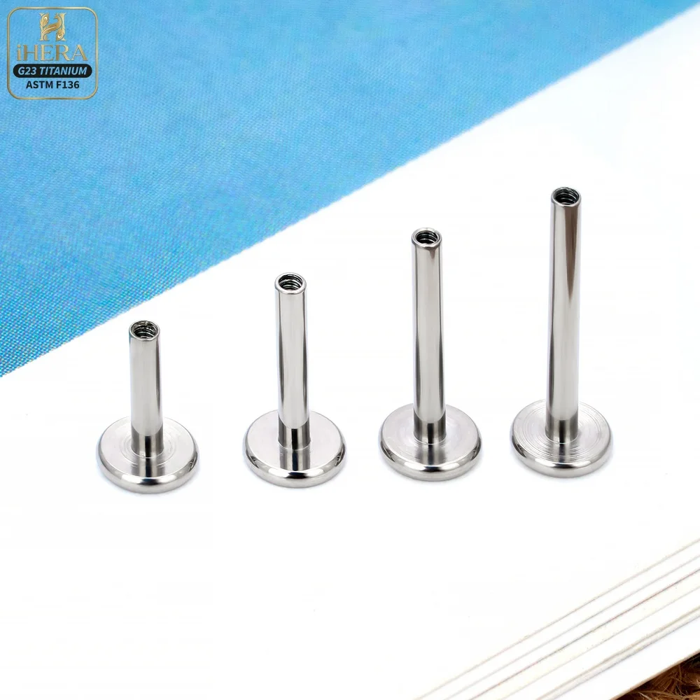 1 Stück/10 Stück Titan-Piercing-Stäbe und -Stifte, Ersatz-Kit, innenliegendes Gewinde, flacher Rücken, Labret-Lippenring, Knorpel-Ohrring-Teil – Detail 2
