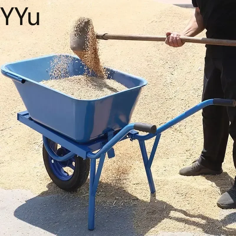 custom for Heavy Duty Pneumatic Wheelbarrow Garden Construction Cart Metal Tray Single Wheel Barrow Outdoor Yard Tool