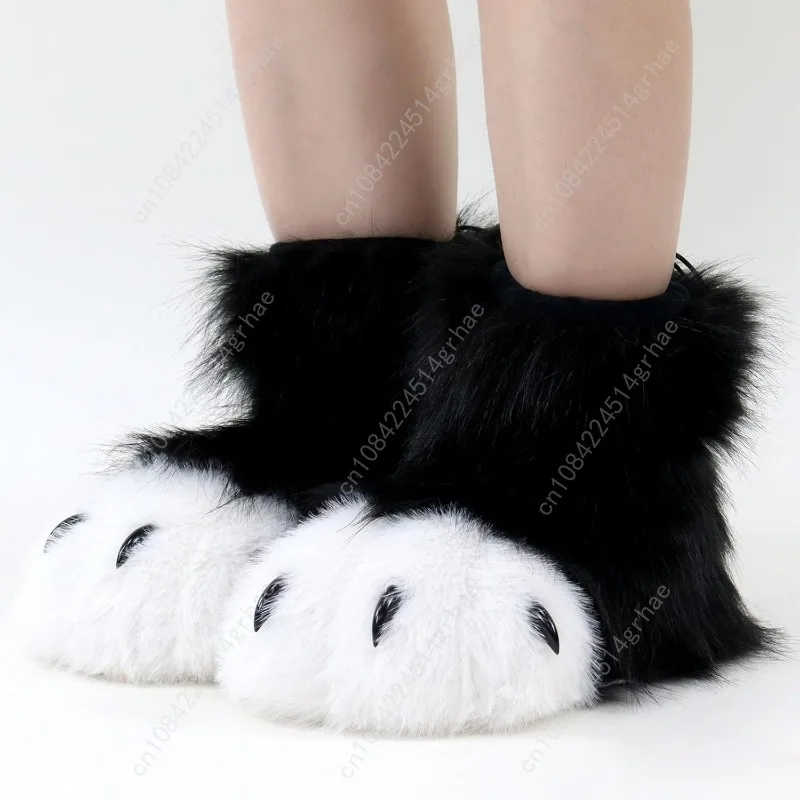 HAOAN فروي الحيوان باو النعال غامض الأحذية القط الثعلب الذئب الدب مخلب أحذية زي الهالوين تأثيري الملحقات #2