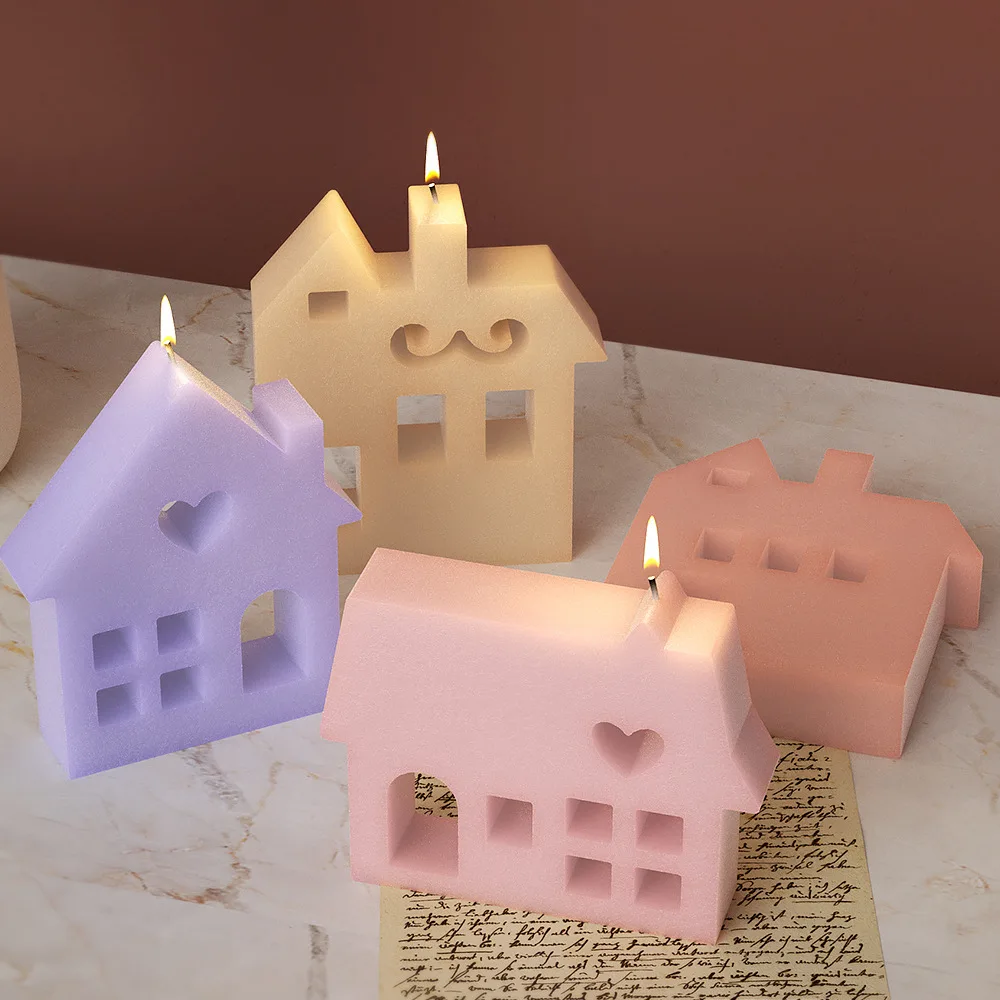 DIY Chimney Love House Mold Aromatherapy Candle Making 3D House Silicone Mold Resin Gypsum Mold Home Decoration Crafts New