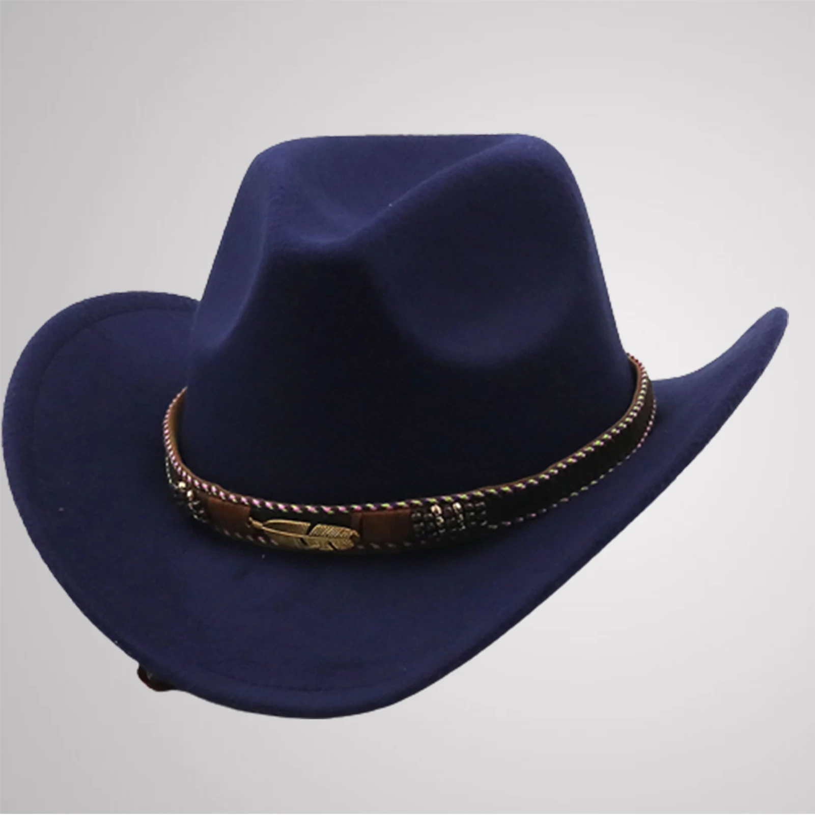 Woman Man Vintage Top Hat Retro Cowboys Panama Hat Wool Caps for Party Cosplay Stage Show