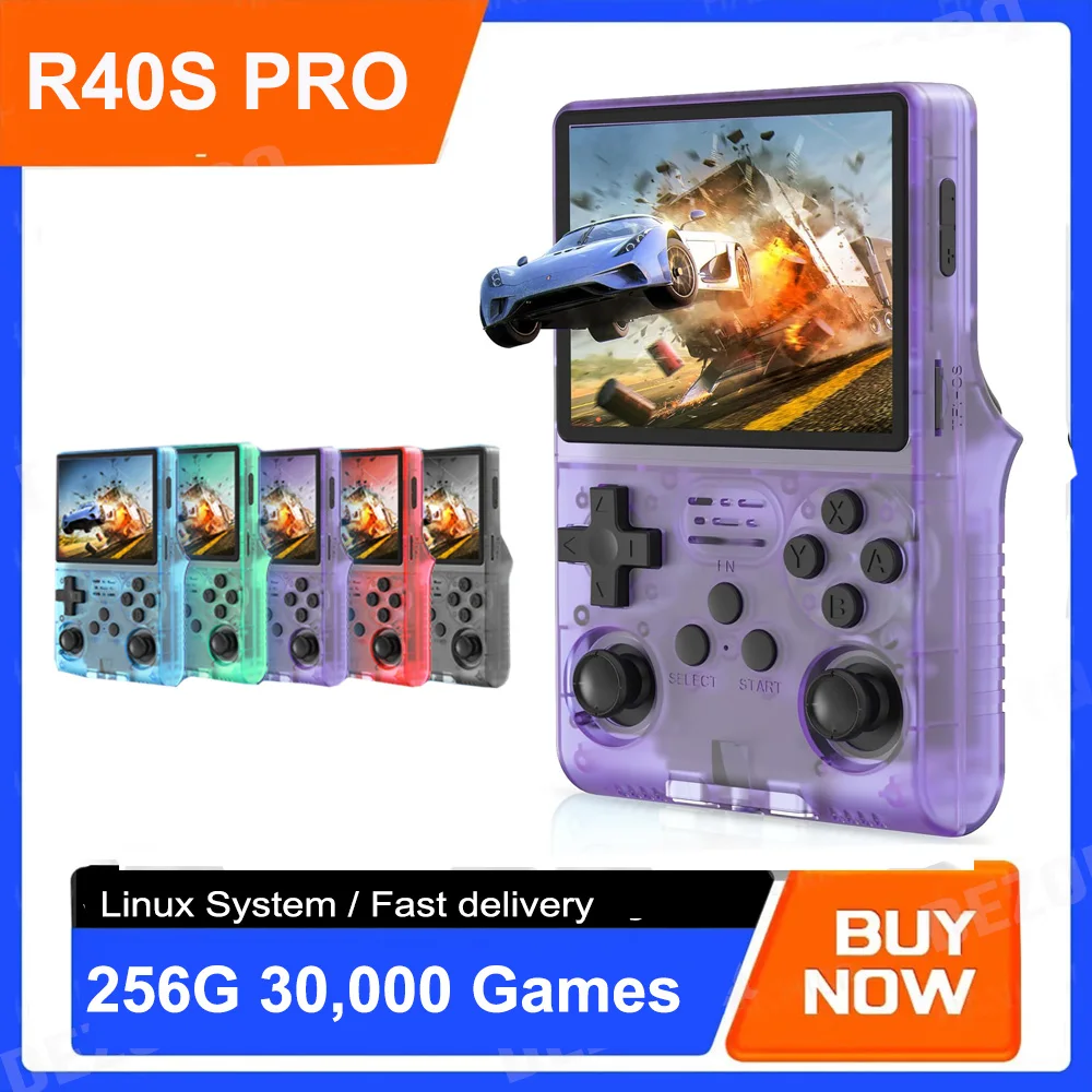 Console de Jeu Portable R40S Pro, Console de Jeu rétro à écran IPS de 3,5 Pouces, Mini Console de Jeu vidéo Portable, Plus de 20 systèmes d'émulation rétro, 256 Go,Batterie 3800 mAh