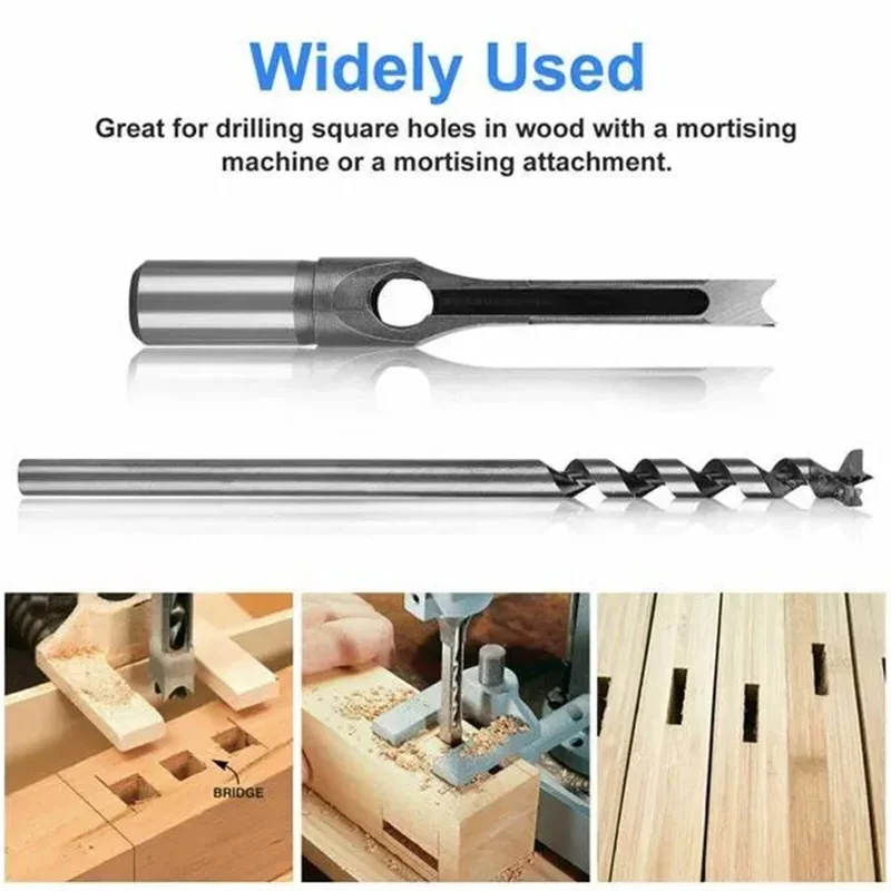 1PC Square Hole Drill Bit Auger Bit Steel Mortising Drilling Craving Square Hole Extended Drill Hole Opener Woodworking Tools