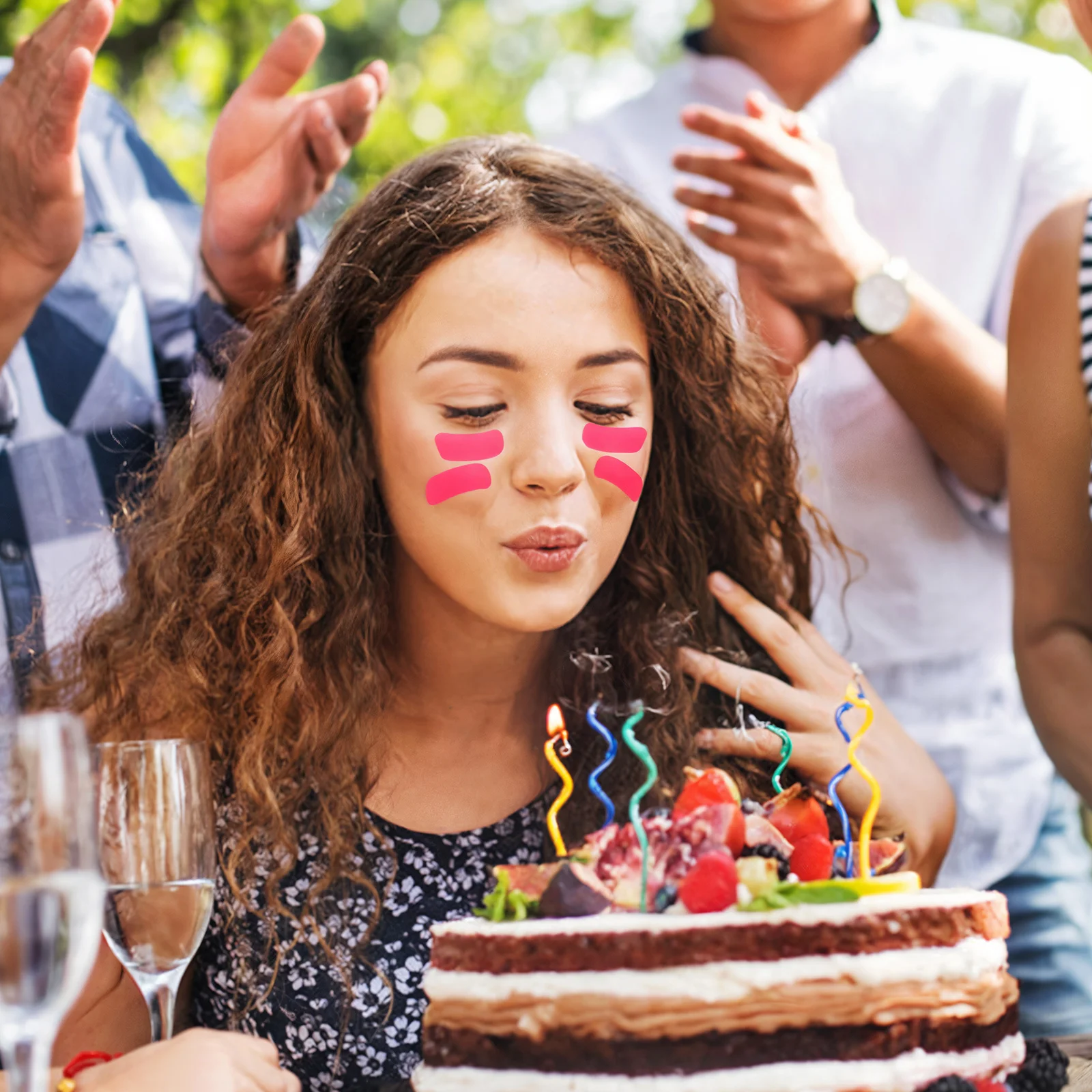 

22 Sheets Face Stickers Eye Black Strips Sports Rosy Pvc Self Adhesive Moisture Resistant Softball Baseball Hockey