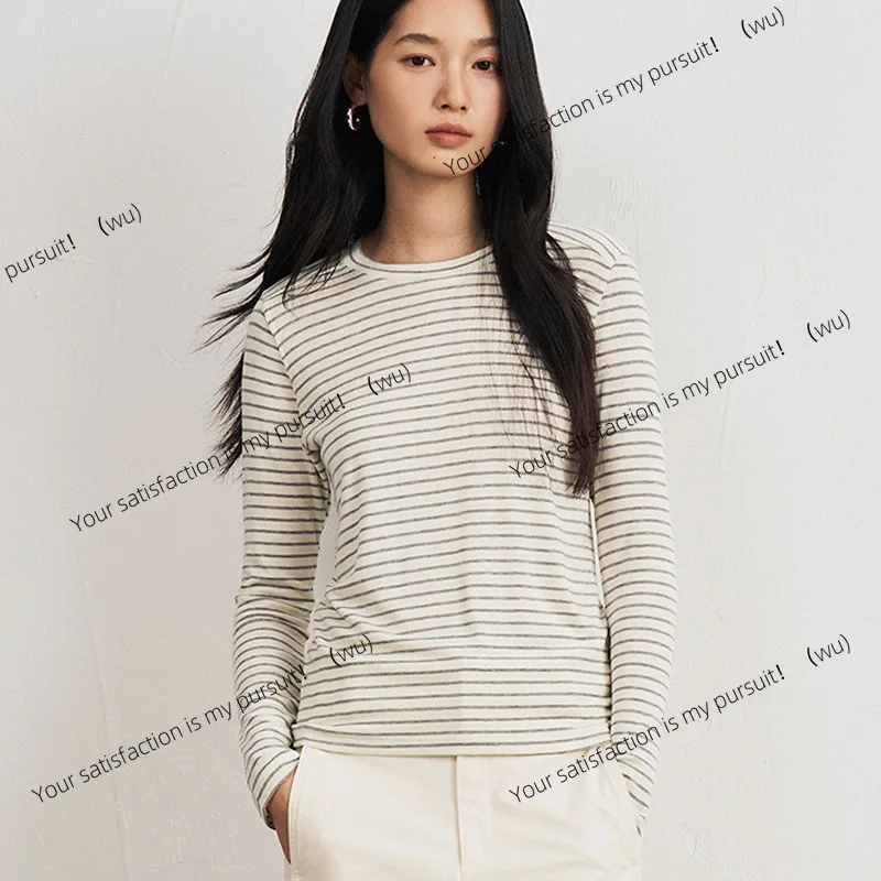 

Осенне-зимняя женская рубашка Tencel с уксусной кислотой, теплый вязаный свитер из лиоцелловой шерсти с круглым вырезом, однотонный с