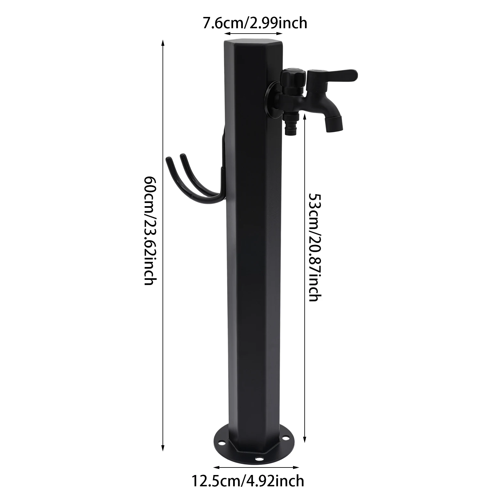 

600mm Height DN15 Water Column Faucet, Hexagonal Outdoor Column Faucet, 2 Outlets+ 2 Switches Garden Column Faucet