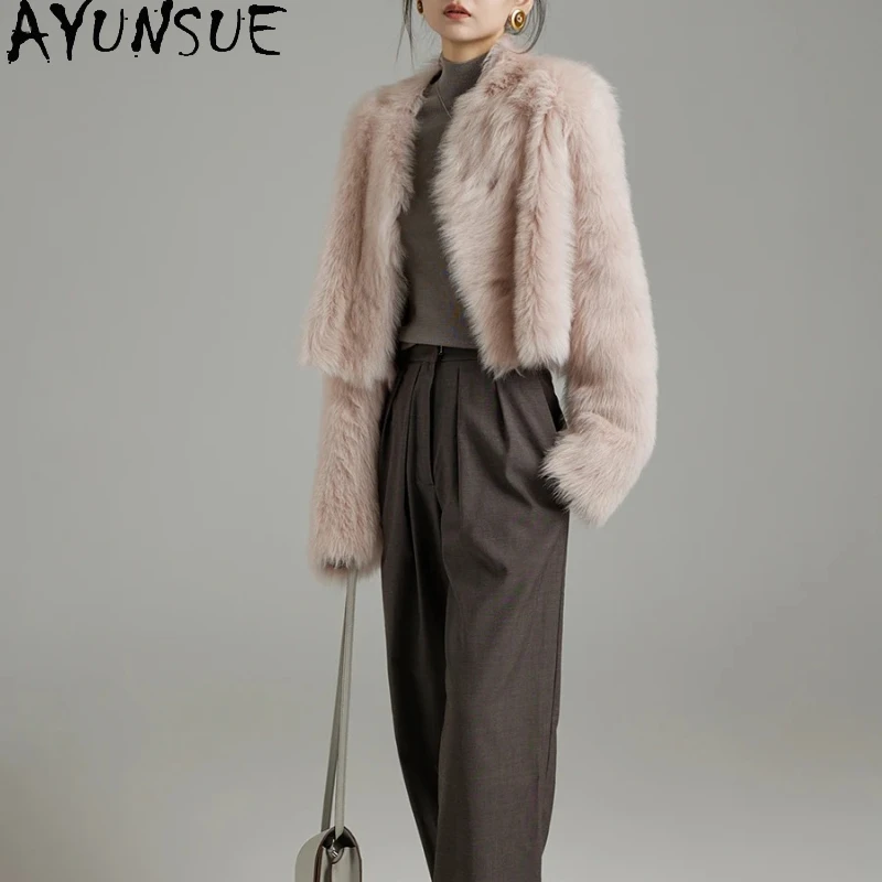 

AYUNSUE Natural Sheepskin Fur Coat Women Luxury Clothing Female Шуба Женская Short Style Real Leather Jacket Winter Jackets 2025