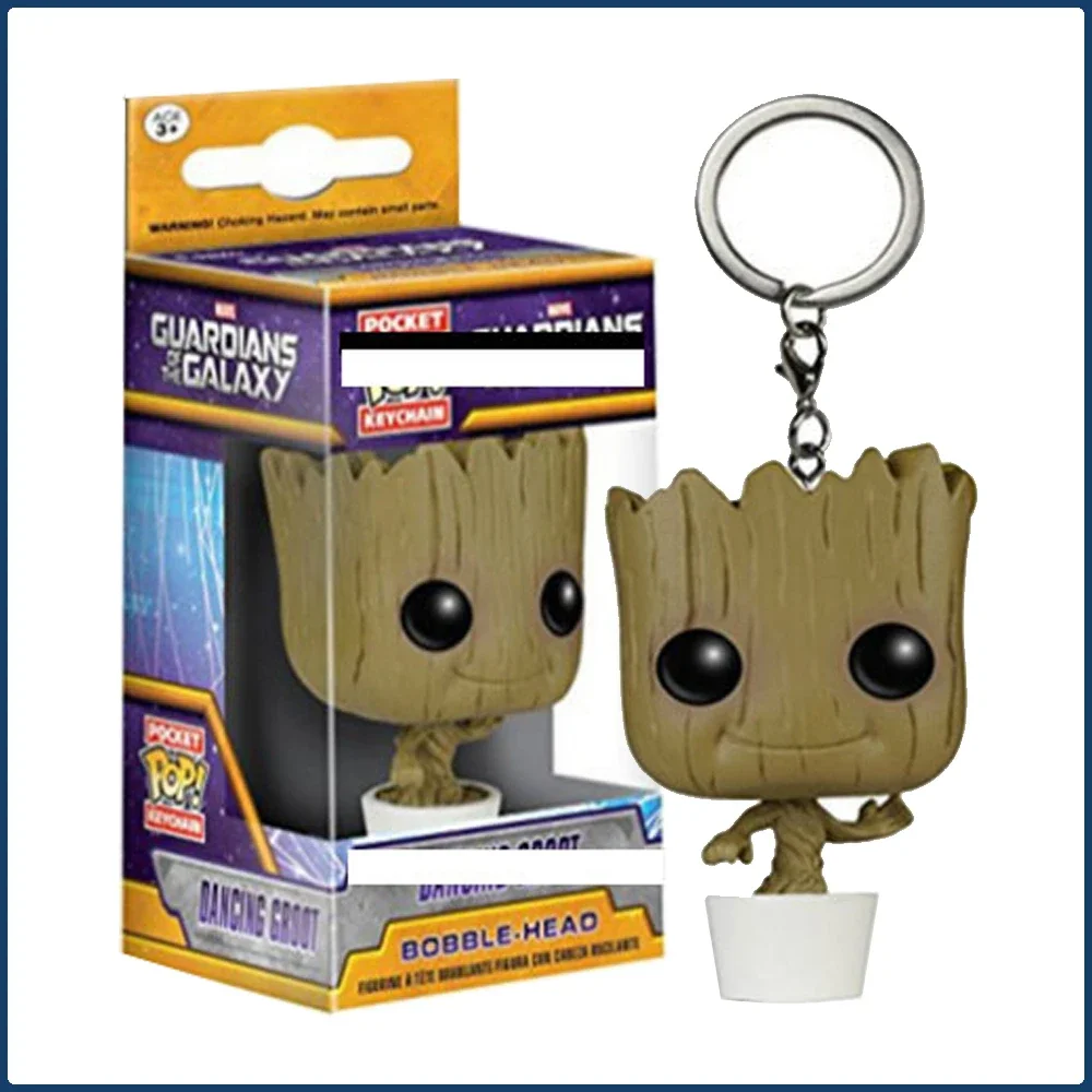 Funko Pop Keychains Guardians of The Galaxy Groot Cute Creative Flowerpot Design Mini Model Pendant Decoration Keychain Kid Gift