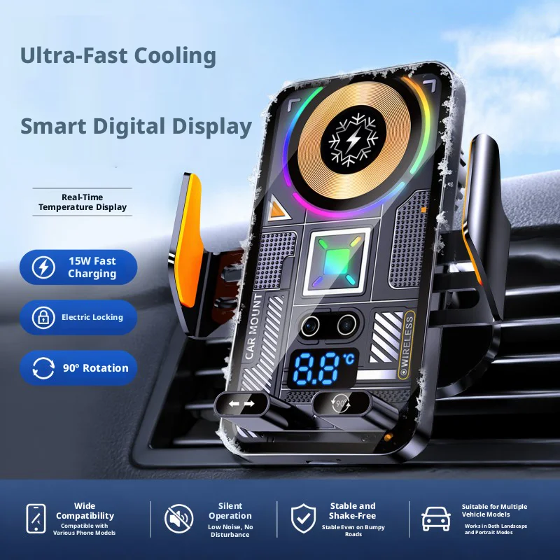 

semiconductor refrigeration heat dissipation wireless charging Car phone holder infrared sensing automatic opening and closing