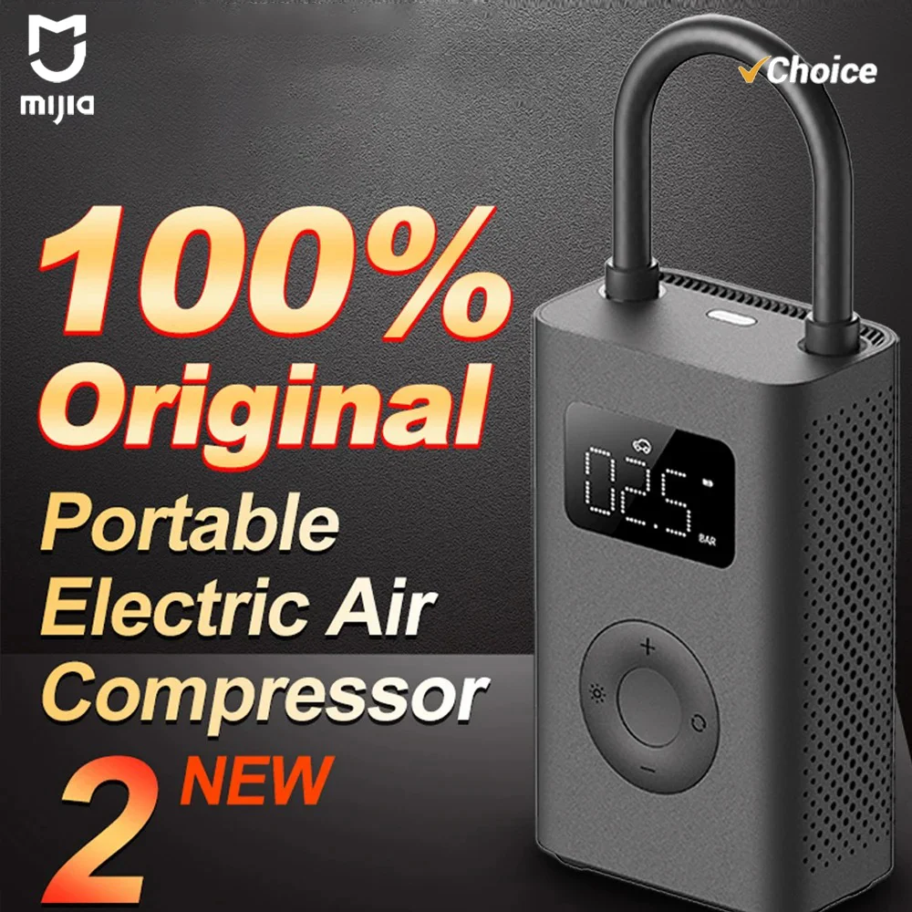 

NEW MIJIA Air Pump 2 25%Speed Boost Mini Portable Electric Air Compressor Treasure 150PSI Type-C LED Multitool Inflator -CN