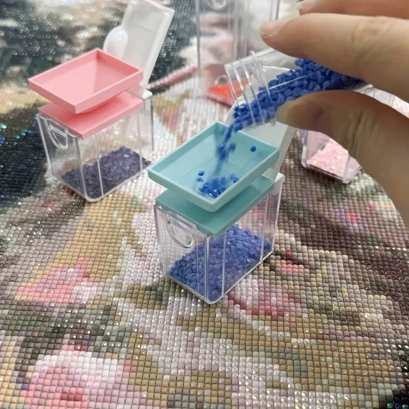 HOMFUN 4pcs/Set 5D Diamond Painting Drills Funnel for Square Storage Container Drill Tray Box Embroidery Art Accessories Tool - view 3