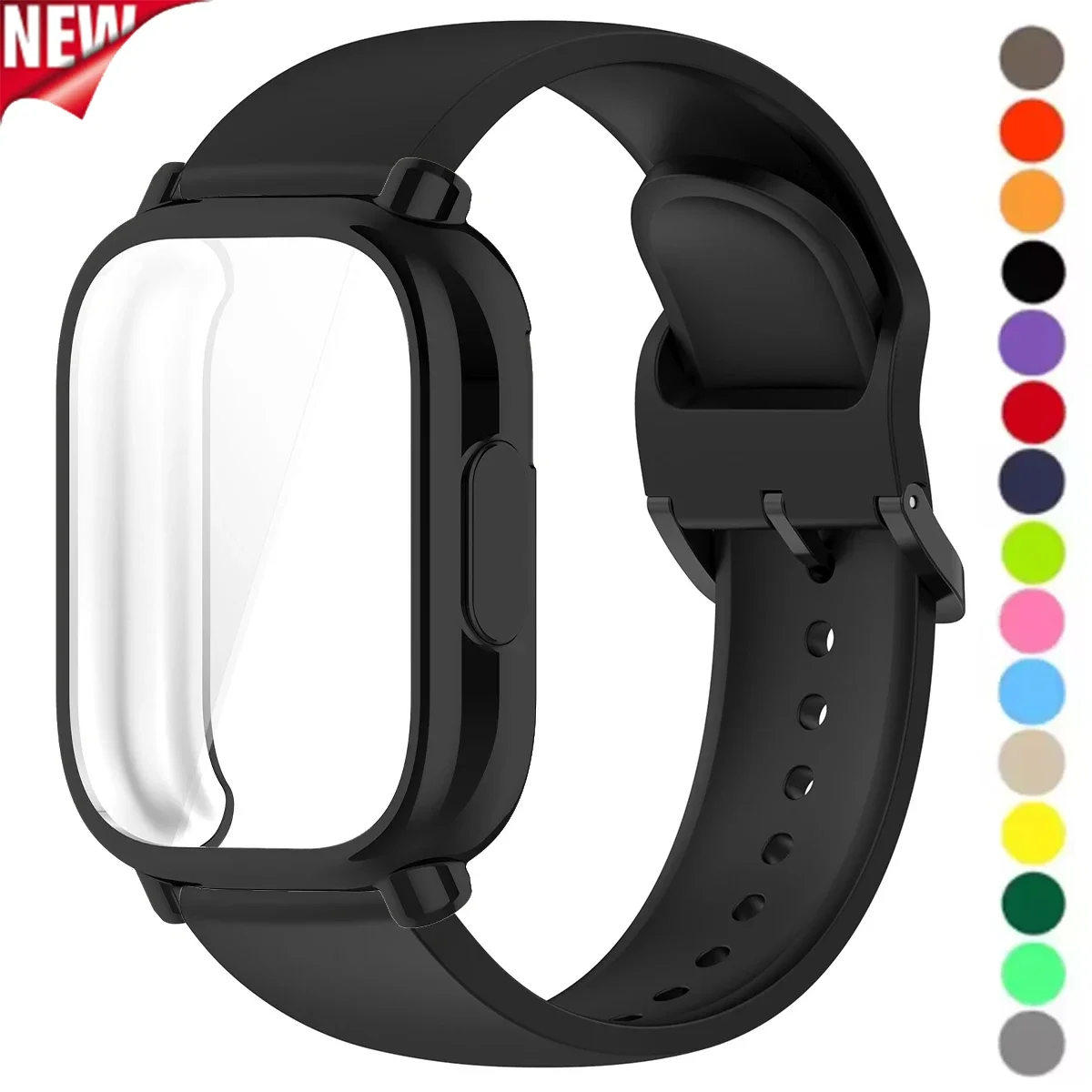 Schutzhülle + Silikonarmband für Xiaomi Redmi Watch 5 Active/5 Lite, vollständiger Bildschirm, TPU-Schale und atmungsaktives, weiches Sportarmband