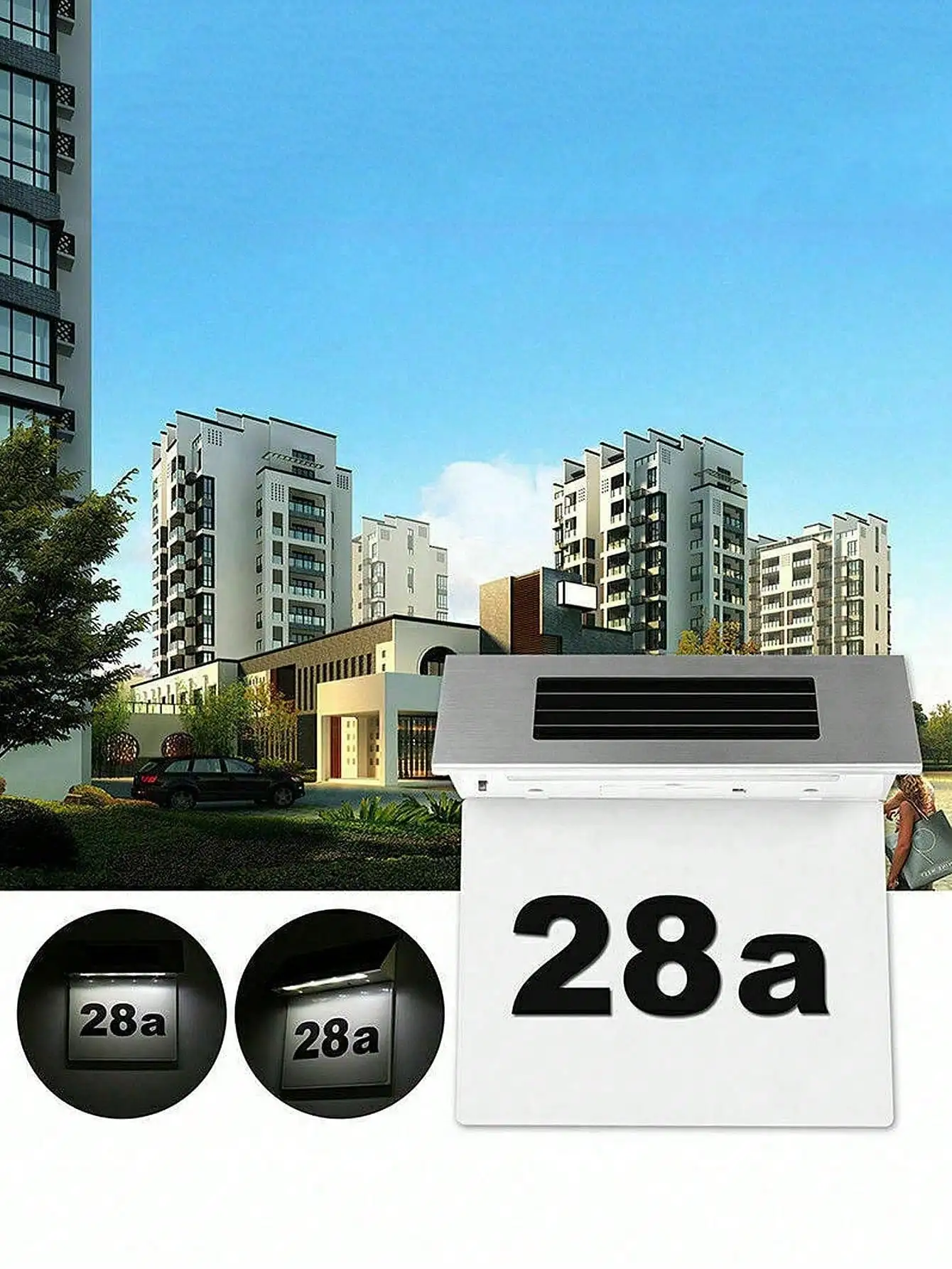 1 Pack 4LED Solar House Number Sign: Waterproof Lighted Nameplate for Home Yard Garden Gift