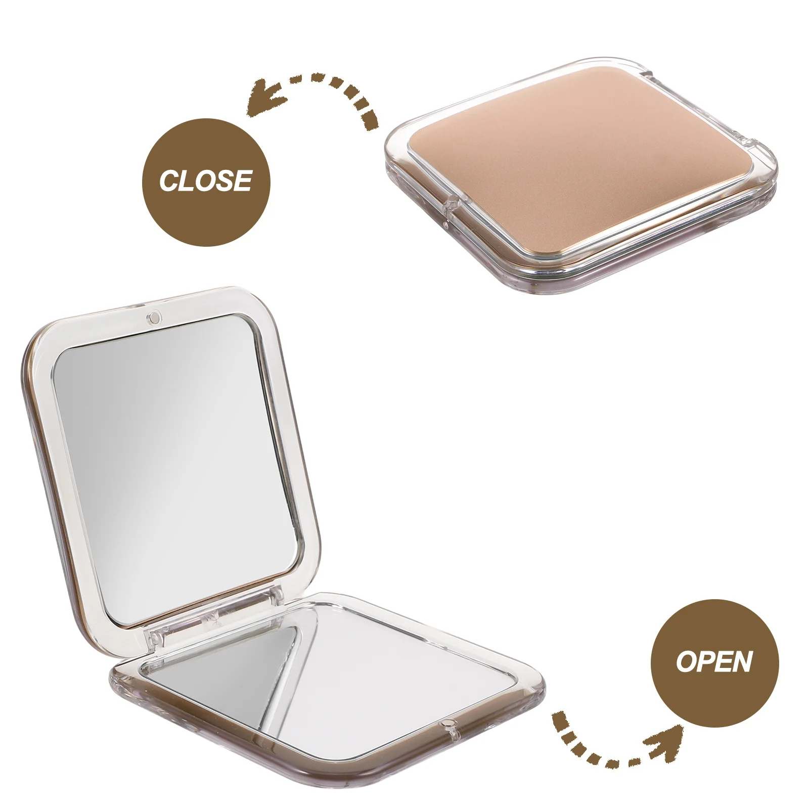 コンパクトな10倍拡大ミニスクエアメイクアップミラー、折りたたみ式携帯ハンドヘルドトラベルミラー、財布ポケットバニティ用