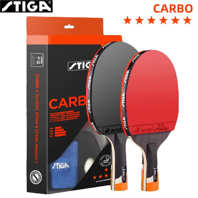 

STIGA CARBO 6 Star Table Tennis Racket 5+2 Carbon Ping Pong Paddle for Advanced Fast Attack Both Side Non-sticky Rubbers