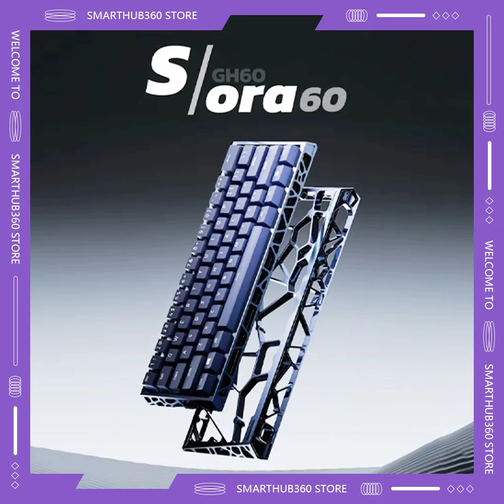 UR Studio Sora60 Mechanical Keyboard CNC Hollow Out Keyboard Shell GH60 Shell Aluminium Alloy PC Custom Keyboard Case Accessory