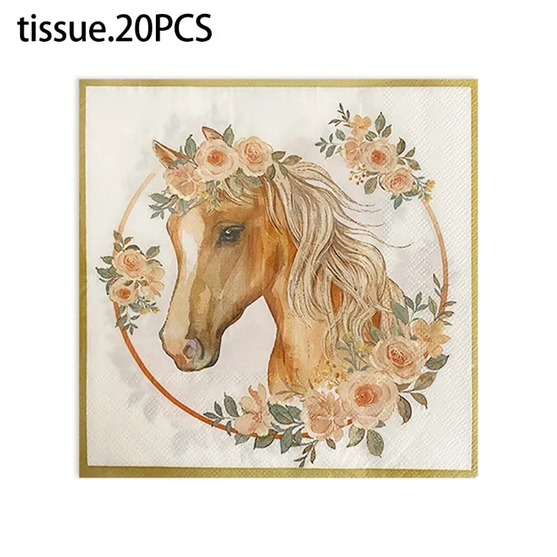 Western Cowboy Horse Racing Kids Girls Birthday Party Decoration Printing Creative Ambiance Restaurant Napkins Paper Placemats