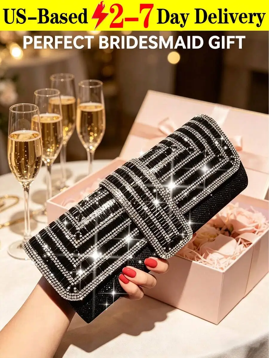 

Sparkling Geometric Rhinestone Clutch Purse For Women Evening Bag Bridesmaid Gift