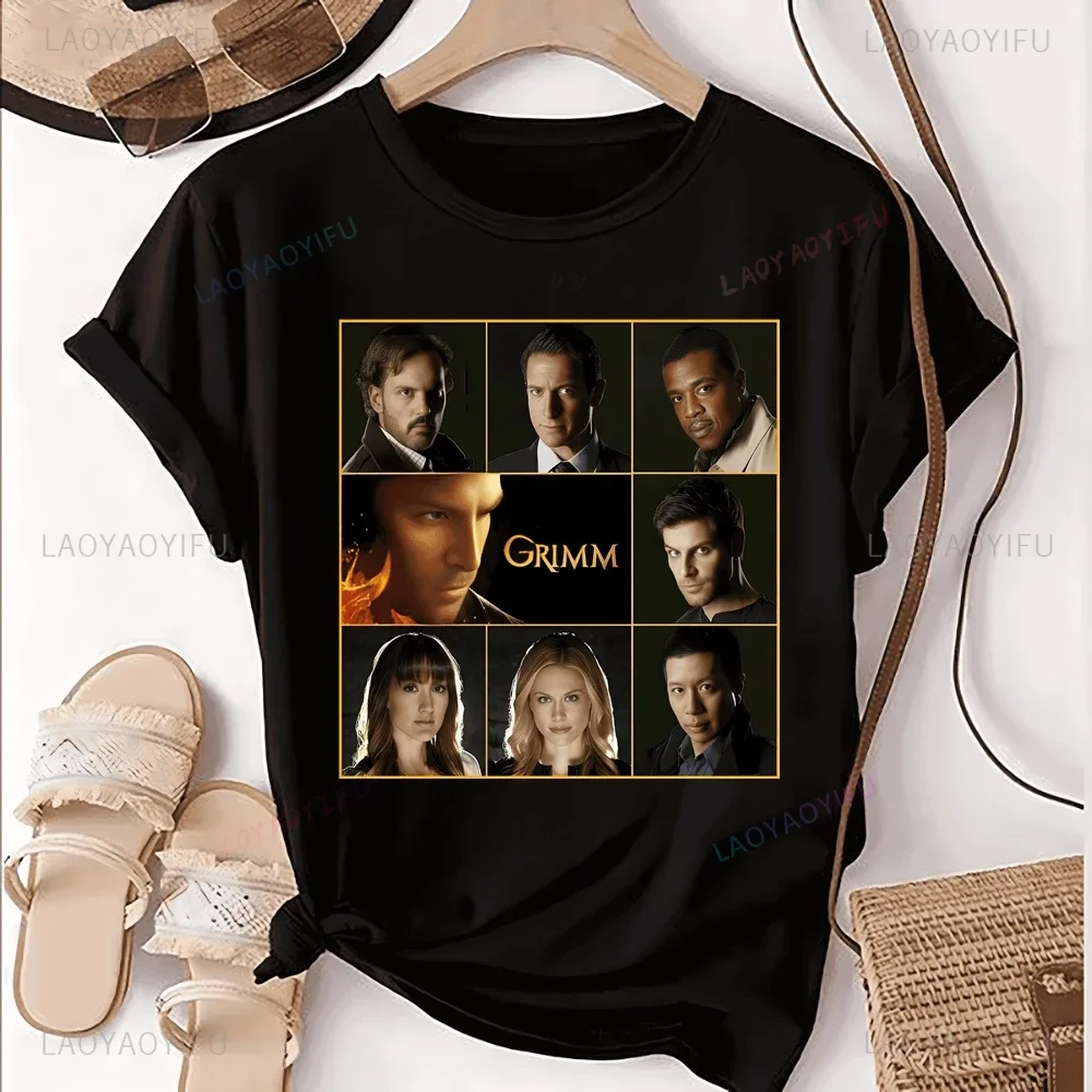 

TV GRIMM First Season Printed T-shirt Shirt Neutral Trend Harajuku Short-sleeved Unisex Shirt Pattern Large T-shirt
