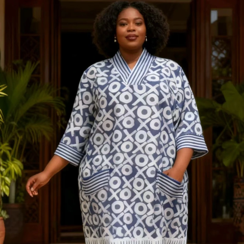 Abiti africani taglie forti per le donne 2025 Primavera Autunno Africano scollo a V mezza manica Festa di nozze Abito lungo da sera Vestaglie Abiti