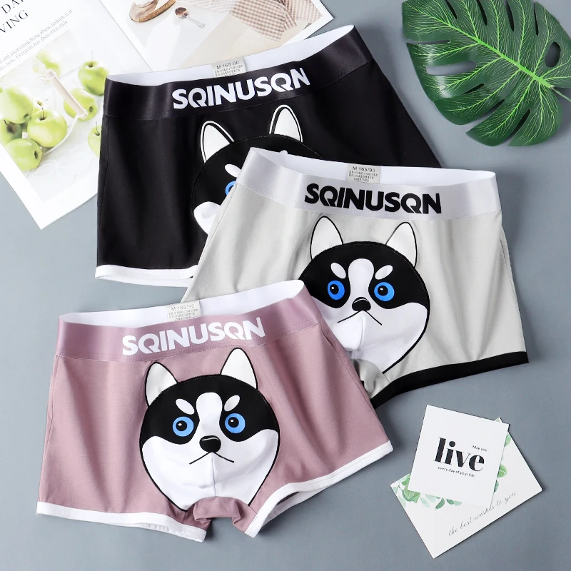 SQINUSQN New men\'s boxer panties Breathable men\'s underwear cute little dog Comfortable Men Underpants