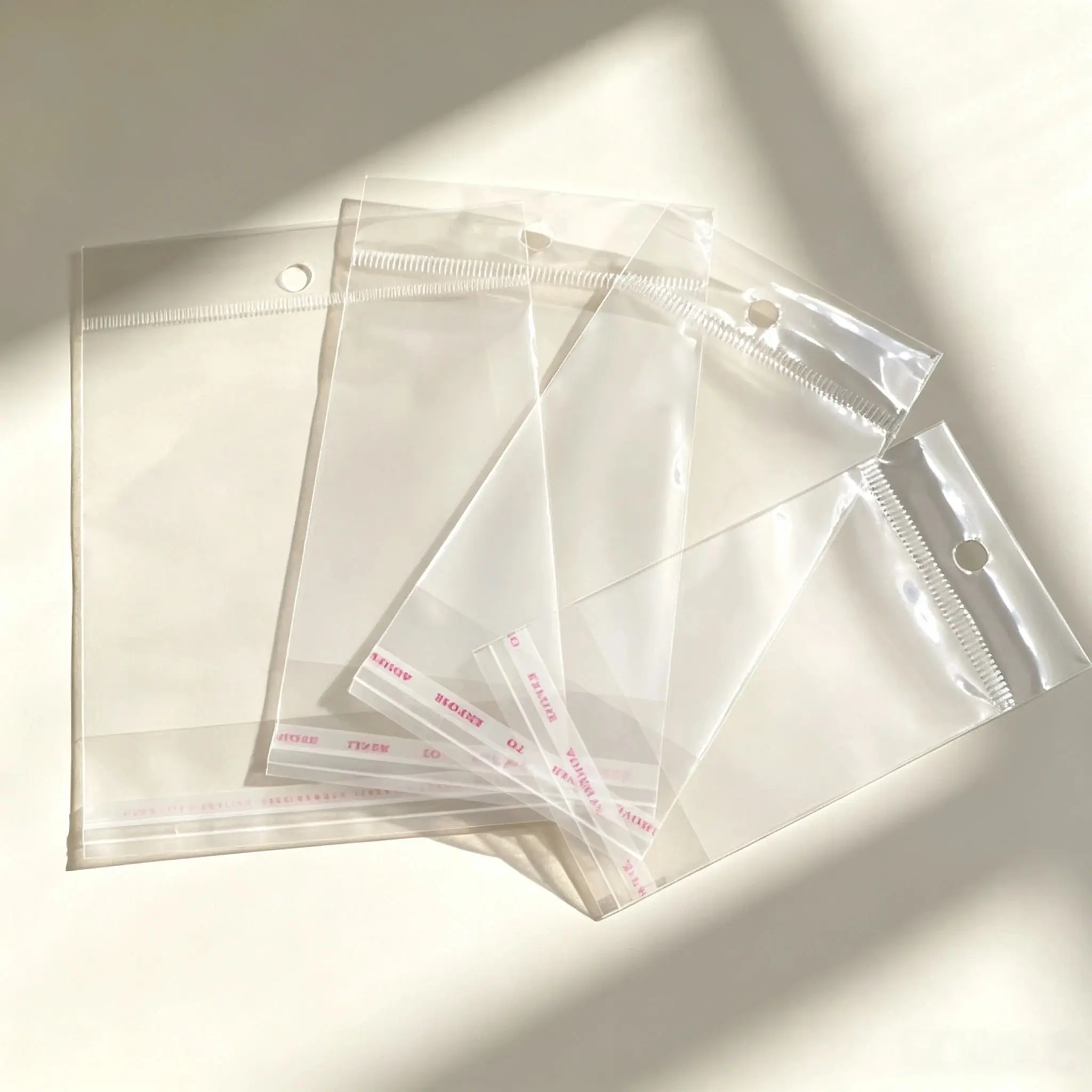100Pcs Transparent Plastic Bag OPP Hang Self-Adhesive Pouches Gift Jewelry Pouches Packaging For Party Wedding Engagement Beads