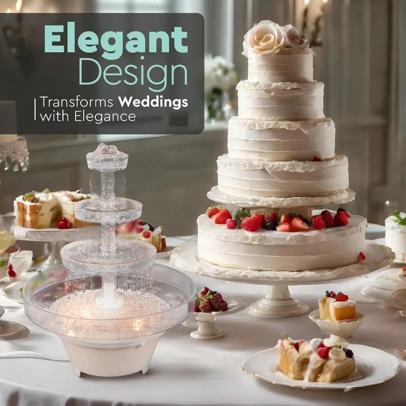 Lighted Plastic Wedding Water Fountain - Great for Cake Centerpiece, Parties, Office Decor and Home Decor