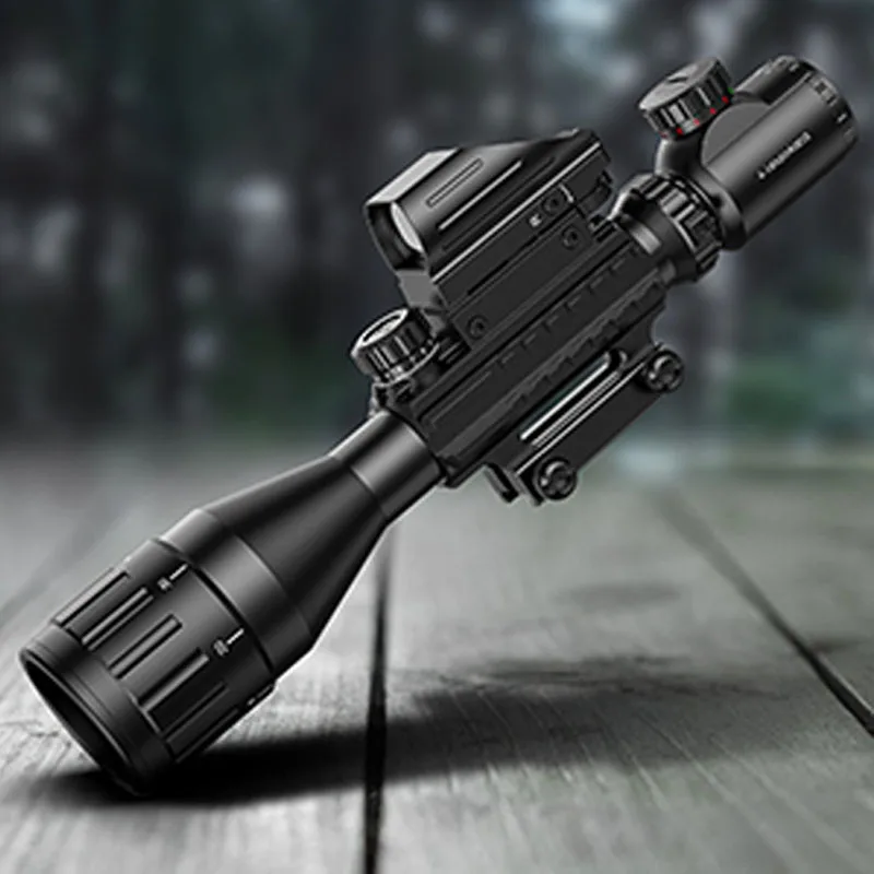 

4-16x50 AO Tactical Rifle Scope Dual Illuminated Rangefinder Optics 4 Holographic Reticle Red/Green Dot Sight Laser Sight