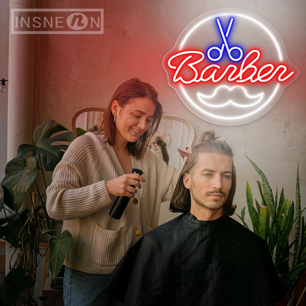 Barber neon signs LED signboards for barber shop hairdressing salon man logo advertising for business shop wall decor lights