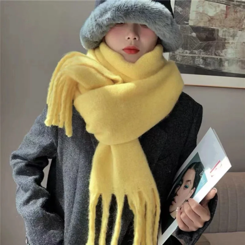 Winter Scarf For Women Cashmere Warm Solid Pashmina Blanket Wraps Female Thick Soft Bufanda Big Tassel Shawl Long Poncho Echarpe