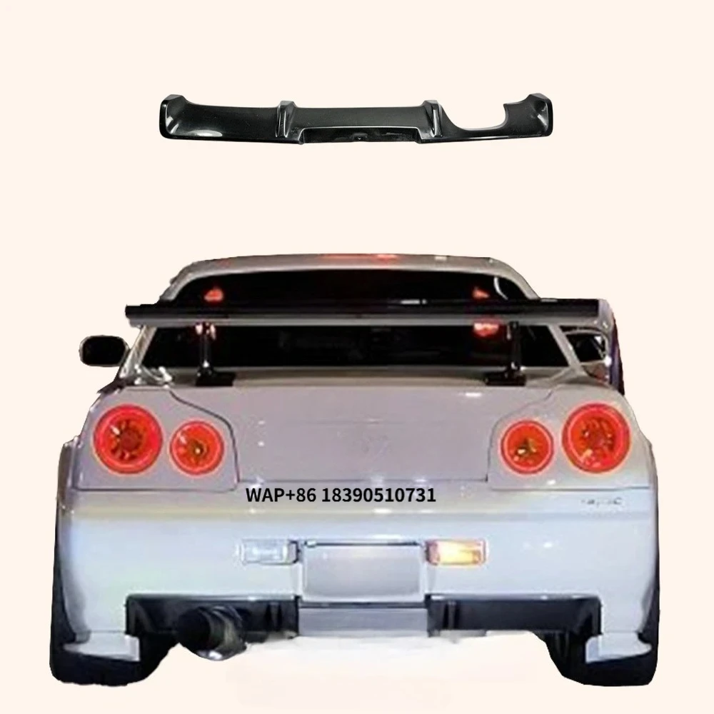 

Car Parts FRP Rear Bumper Under Diffuser Lip for Skyline R34 GTR OE Style Fiberglass Unpaint Rear Diffuser Add on