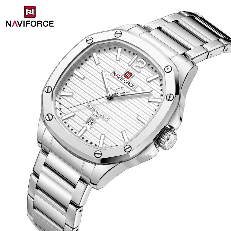 NAVIFORCE 9243S Casual męski zegarek kwarcowy kalendarz świecący zegar wodoodporne eleganckie zegarki biznesowe dla mężczyzn reloj hombre