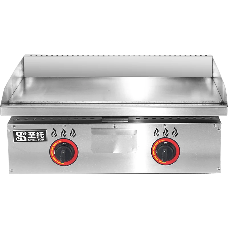 Non-Stick Griddle Portable Table Top Gas Flat Griddle Commercial Restaurant 2 Burners Gas Grill Griddle