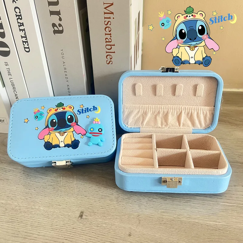 

Kawaii Stitch Angel Cartoon Storage Box Sanrio Kuromi Cinnamoroll Jewelry Box Melody Mickey Minnie Large Capacity Jewelry Case