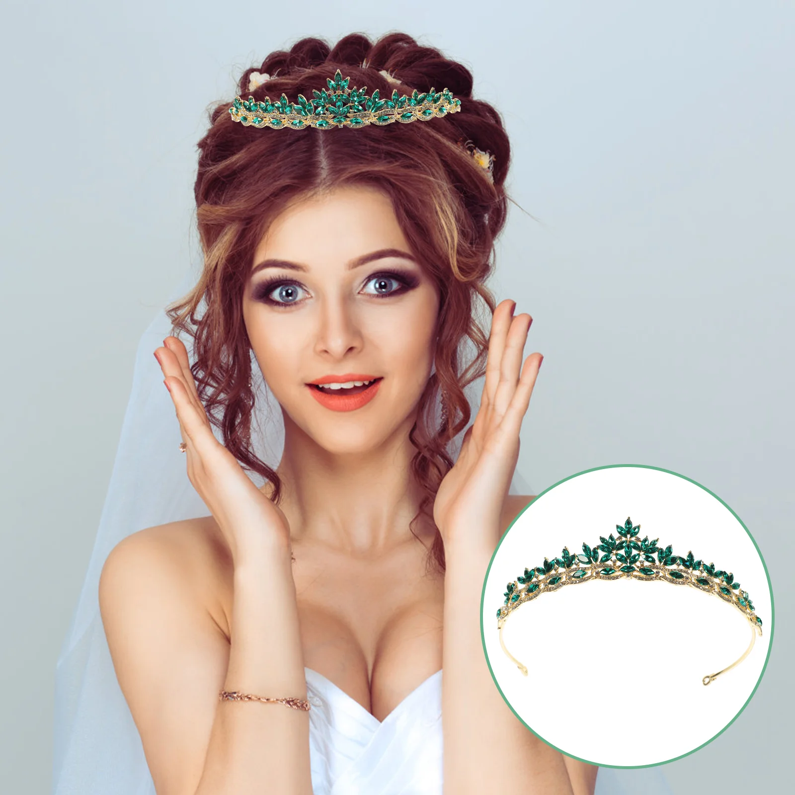 Crown Shiny Headband Bridal Hair Decors Delicate Wedding Headpiece for Bride Rhinestone Alloy Headdress