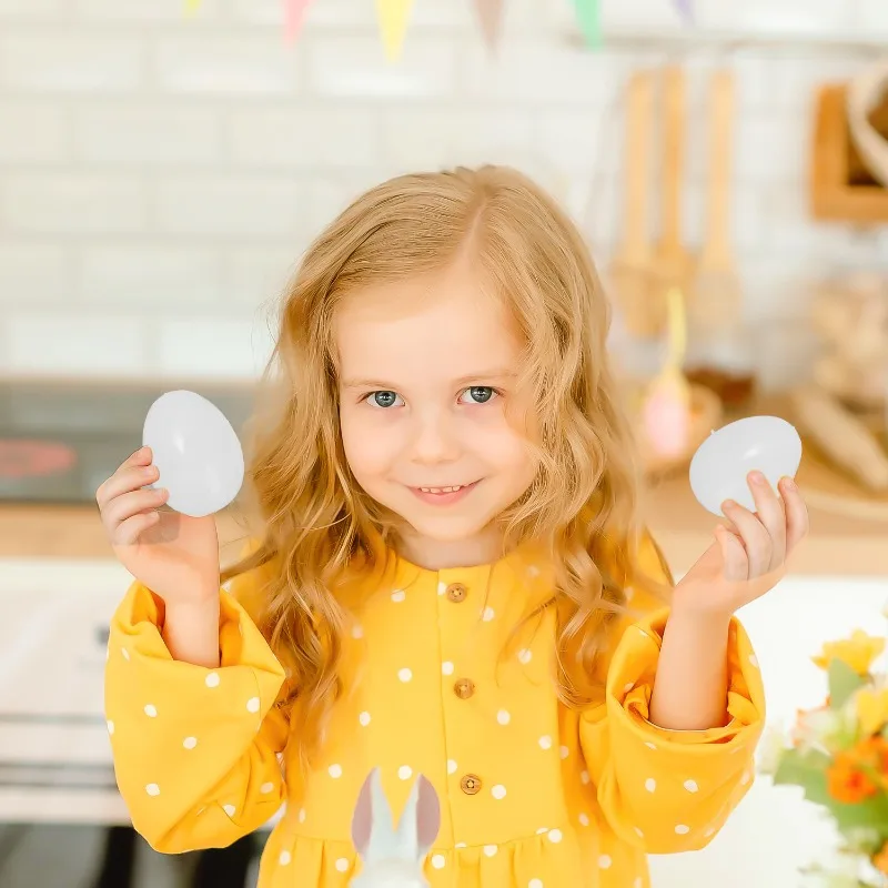 36/12Pcs Kunststoff Weiße Eier Aufblasbare Gefälschte Ei Kreative Ostern Geschenk Box kinder Spielzeug DIY Hochzeit Geburtstag party Dekoration