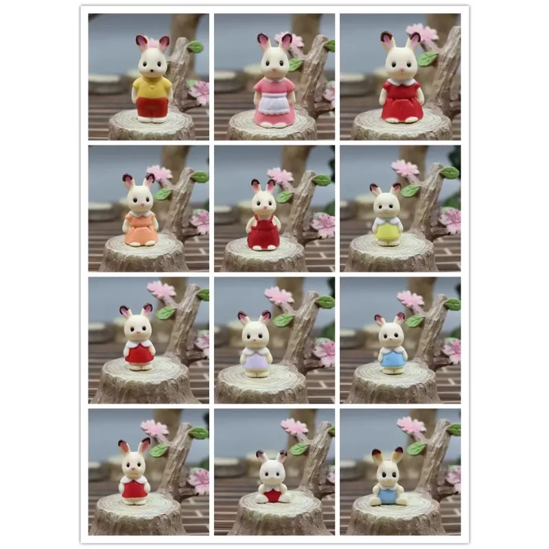 Cartoon Sanlaiankl Figure Cute Doll Families Little Rabbit Squirrel Bear Pretend Play Mini Toy