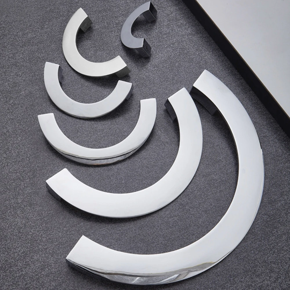 1pc Semi-circular Pull Handle Hidden Recessed Furniture Handles Sliding Door Drawer Cabinet Wardrobe Knob 64/96/128mm Hole