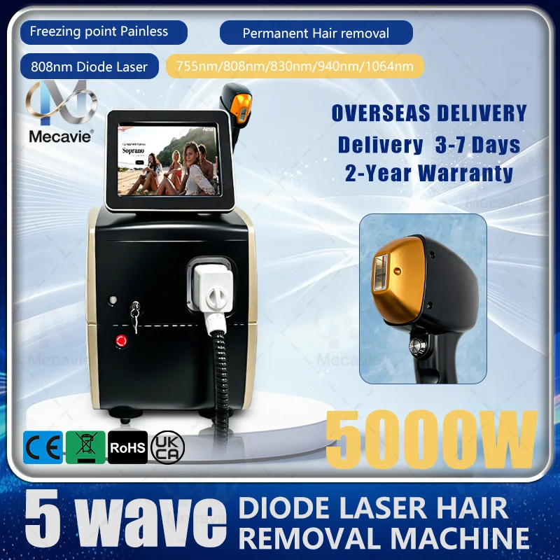 2026 Professional Laser Epilator Ice Titanium Permanent Hair Removal 5 Wavelengths Diode Laser Remove Hair Machine for Salon