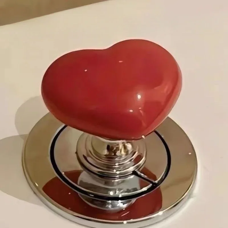 

Heart Shaped Toilet Press Button Toilet Drain Button Tank Push Switch NailProtector Love Button Bathroom Accessori