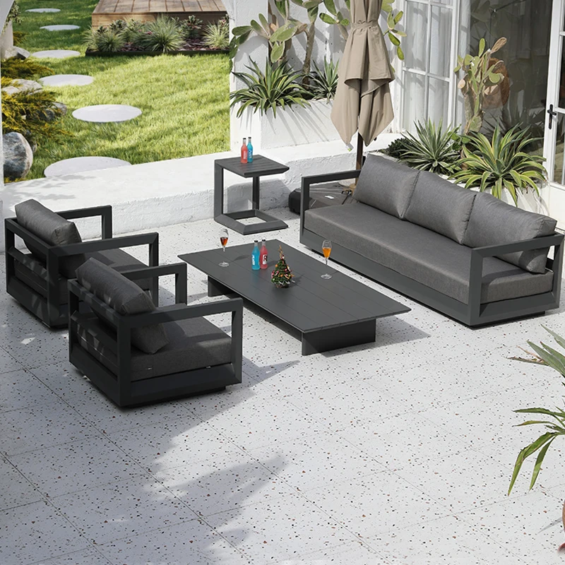

Outdoor Morden Sofa Combination Courtyard Villa Waterproof Sunscreen Outdoor Aluminum Alloy Garden Sofa Furniture