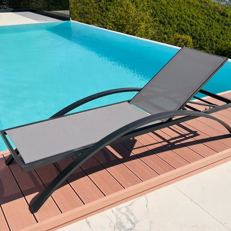 Wholesale Aluminium Sling Beach Chaise Lounge Outdoor Sunbeds for Hotel Poolside
