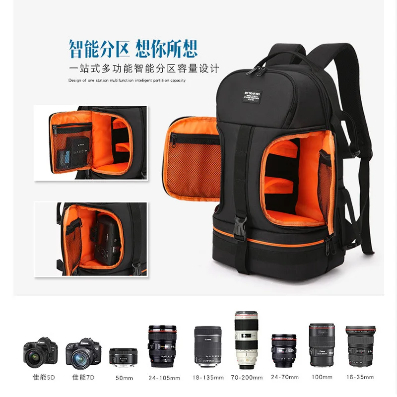 Camera Backpack Double Layer Storage Waterproof Photography Backpack Multifunction Camera Bag Laptop Bag Outdoor Digital Durable