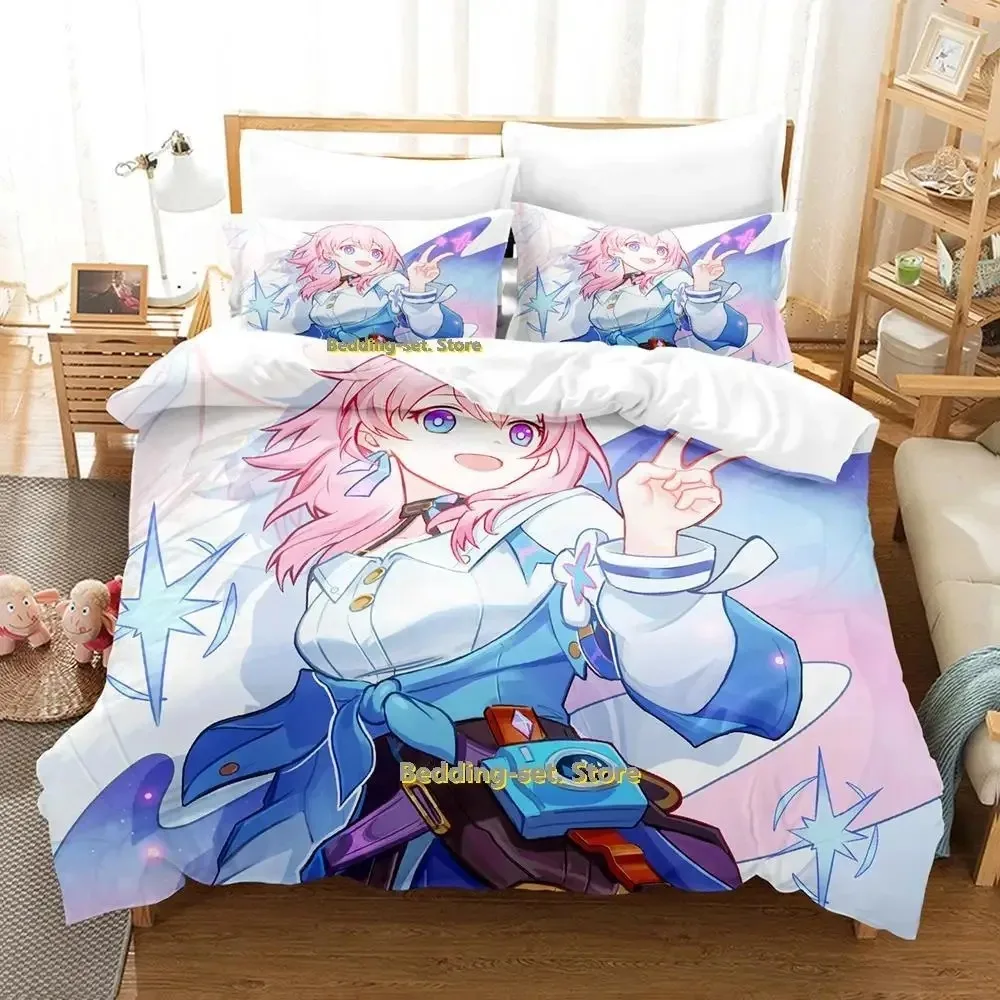 

Honkai Star Rail Bedding Set Single Twin Full Queen King Size Bed Set Adult Kid Bedroom Duvetcover Sets Anime parure de lit Bed